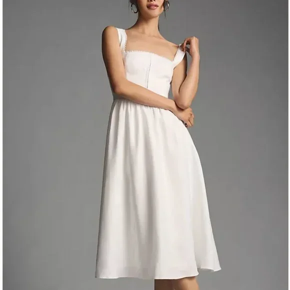 Reformation Tagliatelle Linen Dress Sz2 White - Picture 4 of 12